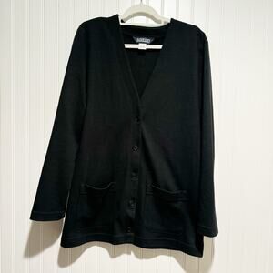 Lands End Black Cotton Cardigan Size Medium